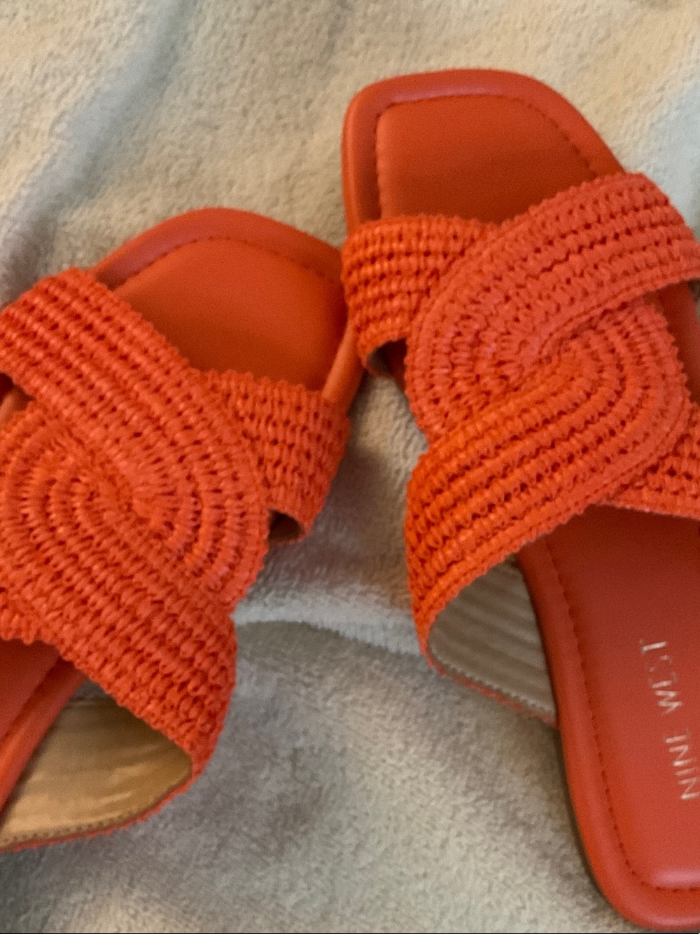 Nine West Orange Woven Slide Sandals